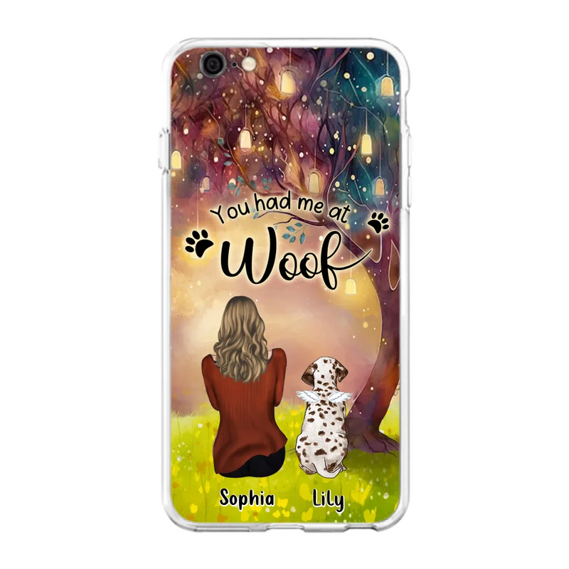 Personalized Memorial Dog Mom Phone Case - Up to 3 Dogs - Memorial Gift Idea for Dog Lovers - You Had Me At Woof