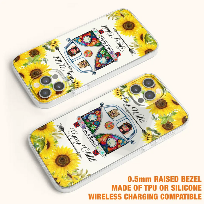 Custom Personalized Hippie Girl Phone Case - Girl with up to 3 Pets - Phone case for iPhone, Samsung and Xiaomi