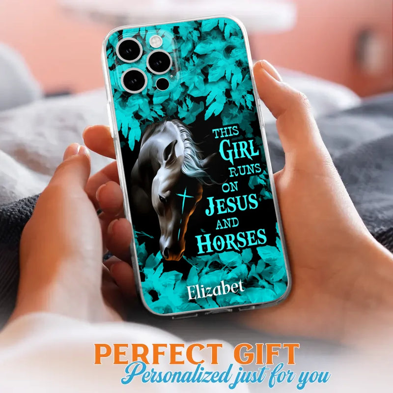 Personalized Horse Girl Phone case - Case For iPhone And Samsung - This Girl Runs On Jesus And Horses