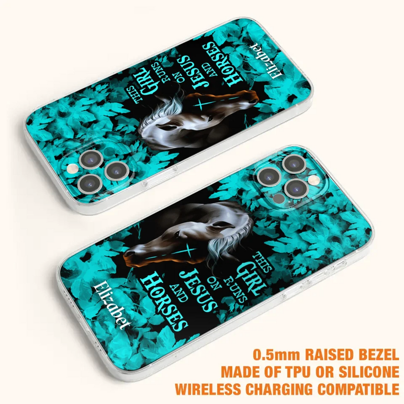 Personalized Horse Girl Phone case - Case For iPhone And Samsung - This Girl Runs On Jesus And Horses