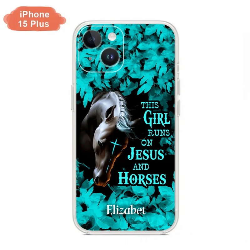Personalized Horse Girl Phone case - Case For iPhone And Samsung - This Girl Runs On Jesus And Horses