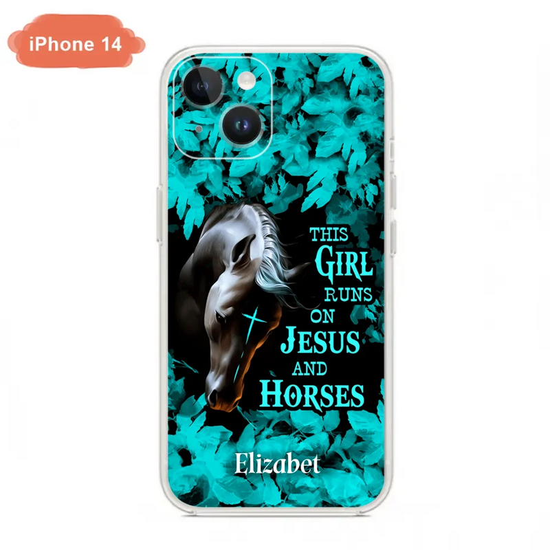 Personalized Horse Girl Phone case - Case For iPhone And Samsung - This Girl Runs On Jesus And Horses