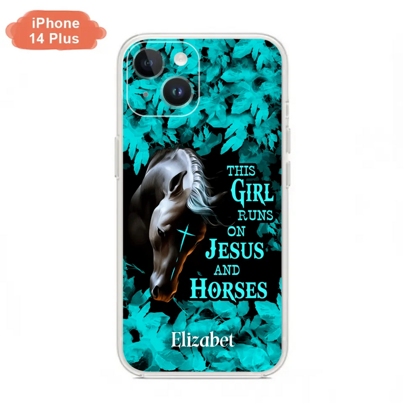 Personalized Horse Girl Phone case - Case For iPhone And Samsung - This Girl Runs On Jesus And Horses