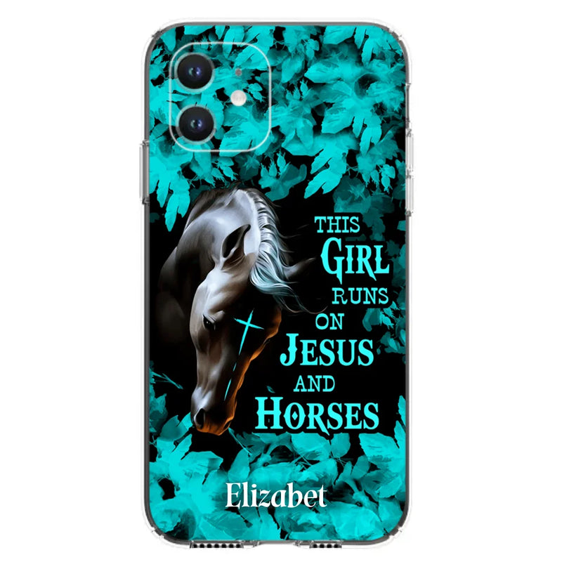 Personalized Horse Girl Phone case - Case For iPhone And Samsung - This Girl Runs On Jesus And Horses
