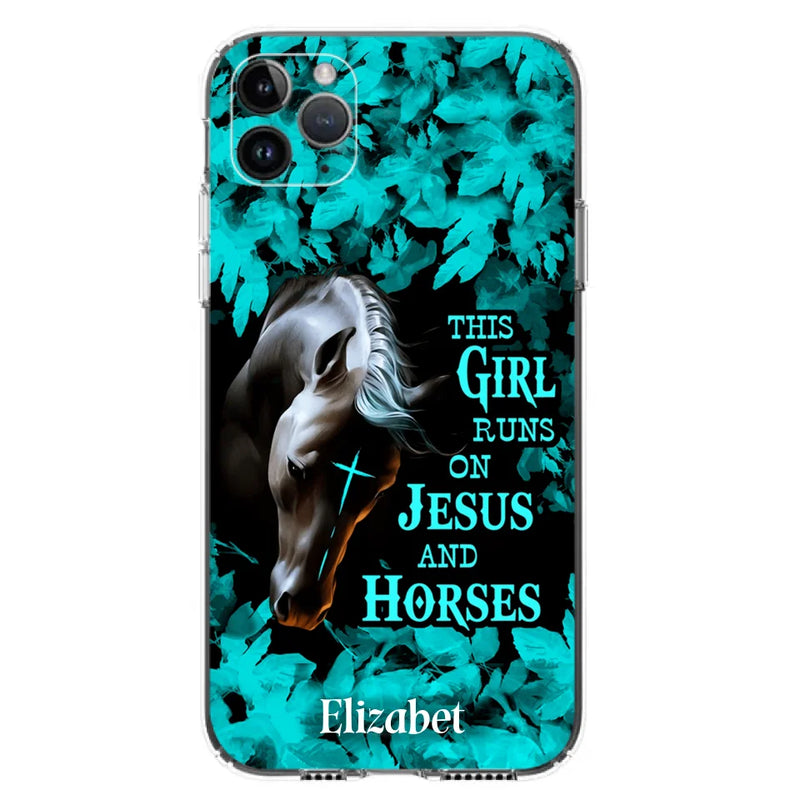 Personalized Horse Girl Phone case - Case For iPhone And Samsung - This Girl Runs On Jesus And Horses