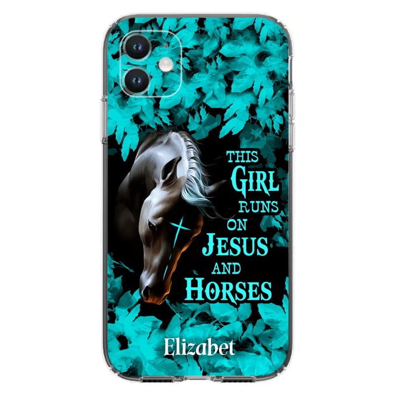 Personalized Horse Girl Phone case - Case For iPhone And Samsung - This Girl Runs On Jesus And Horses