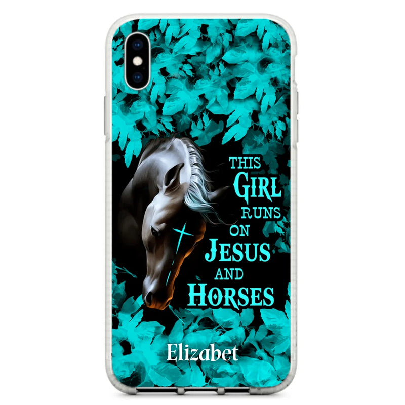 Personalized Horse Girl Phone case - Case For iPhone And Samsung - This Girl Runs On Jesus And Horses