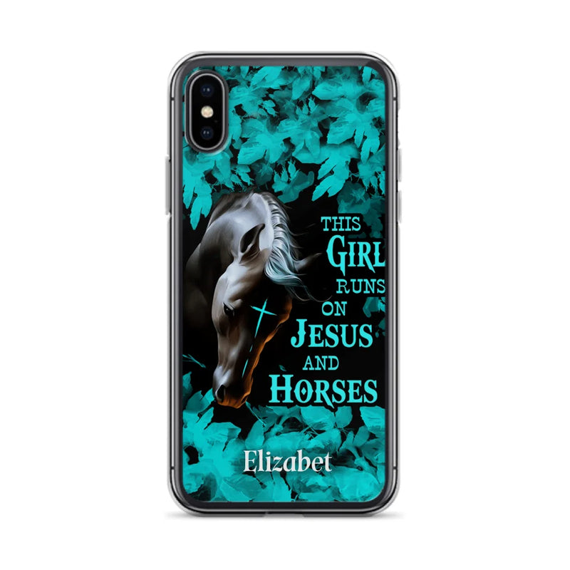 Personalized Horse Girl Phone case - Case For iPhone And Samsung - This Girl Runs On Jesus And Horses