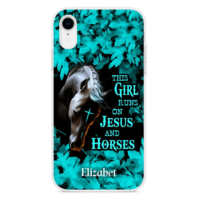 Personalized Horse Girl Phone case - Case For iPhone And Samsung - This Girl Runs On Jesus And Horses