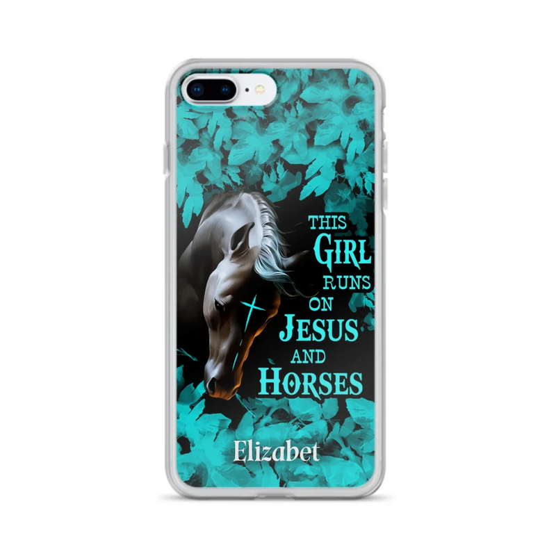 Personalized Horse Girl Phone case - Case For iPhone And Samsung - This Girl Runs On Jesus And Horses
