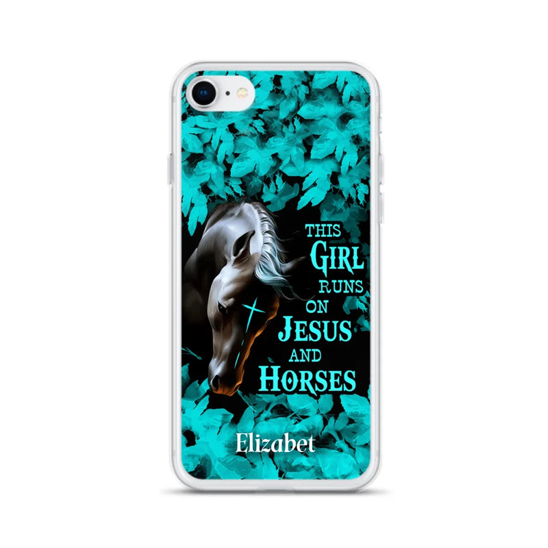 Personalized Horse Girl Phone case - Case For iPhone And Samsung - This Girl Runs On Jesus And Horses