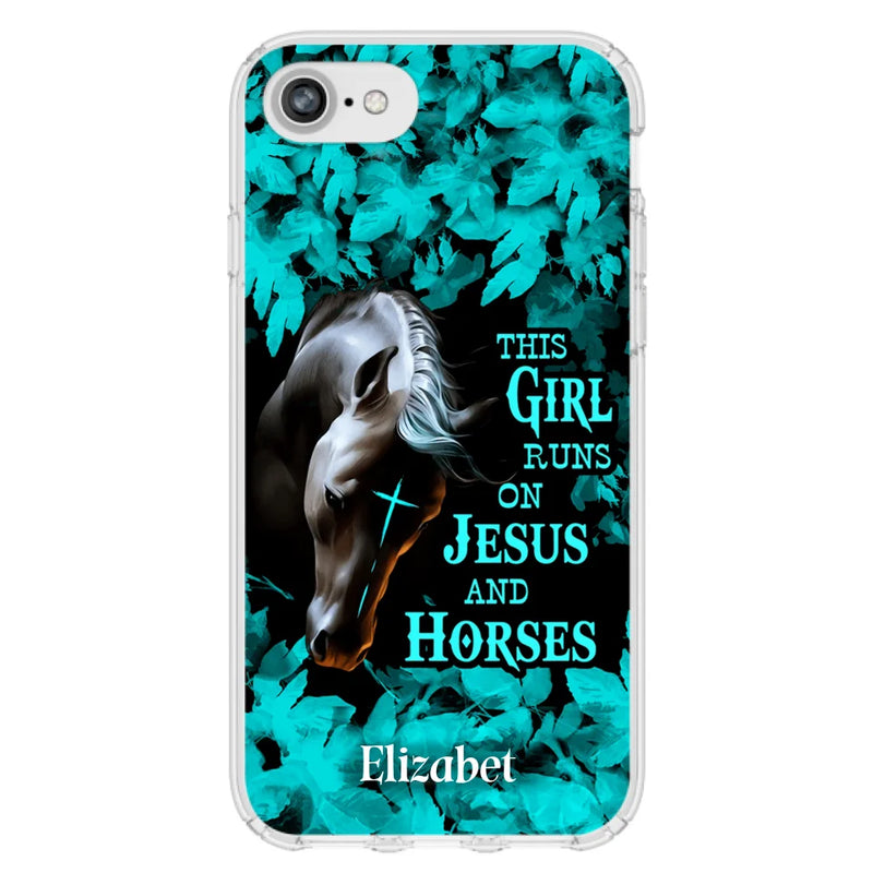 Personalized Horse Girl Phone case - Case For iPhone And Samsung - This Girl Runs On Jesus And Horses