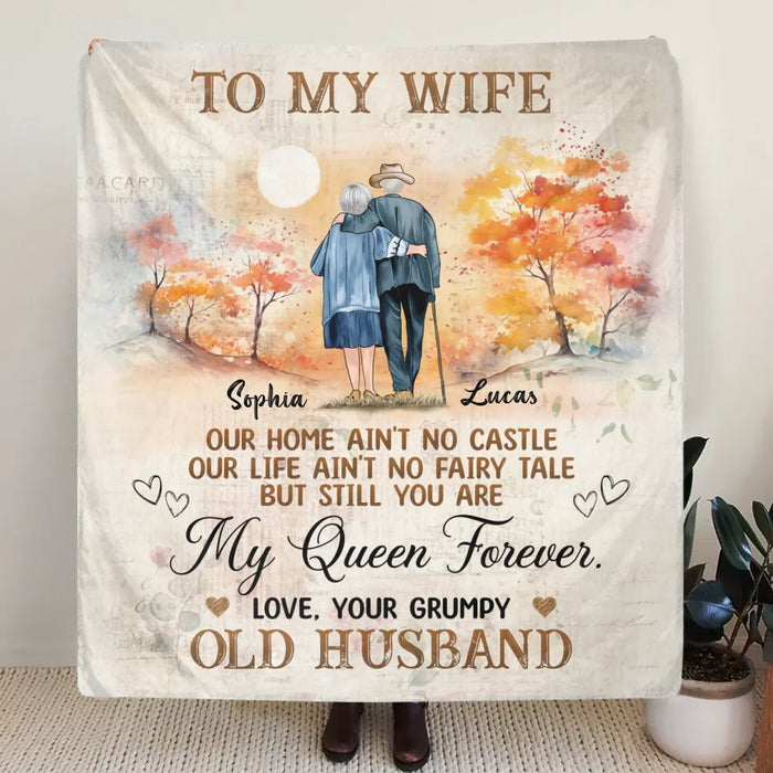 Custom Personalized Old Couple Quilt/ Fleece Throw Blanket - Gift Idea For Wife From Husband - Still You Are My Queen Forever