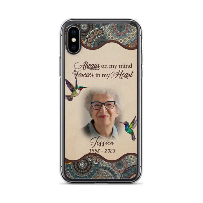 Custom Personalized Memorial Photo Phone Case - Memorial Gift Idea For Mother's Day/Father's Day - Always On My Mind, Forever In My Heart - Case For iPhone/Samsung