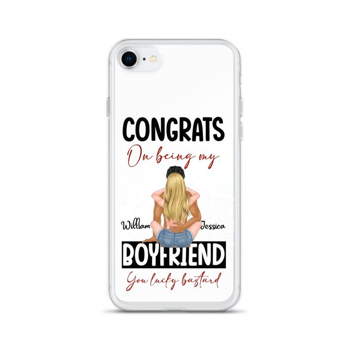 Custom Personalized Couple Phone Case - Gift Idea For Couple/Valentines Day - Congrats On Being My Boyfriend You Lucky Bastard - Case For iPhone/Samsung