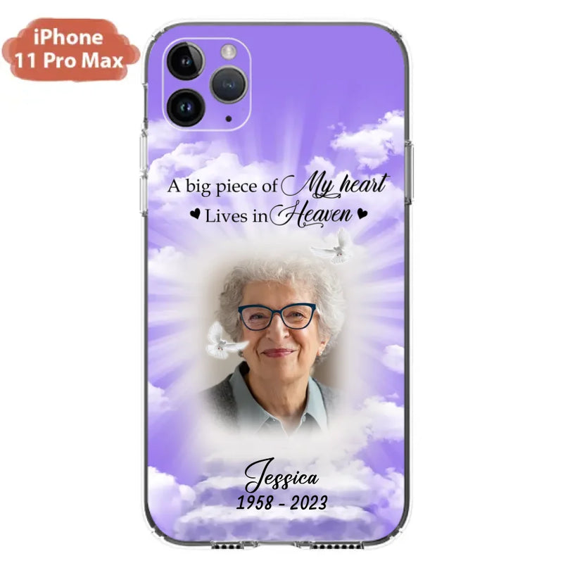 Personalized Memorial Photo Phone Case - Memorial Gift Idea For Mother's Day/Father's Day - A Big Piece Of My Heart Lives In Heaven - Case For iPhone/Samsung