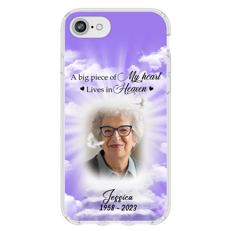 Personalized Memorial Photo Phone Case - Memorial Gift Idea For Mother's Day/Father's Day - A Big Piece Of My Heart Lives In Heaven - Case For iPhone/Samsung