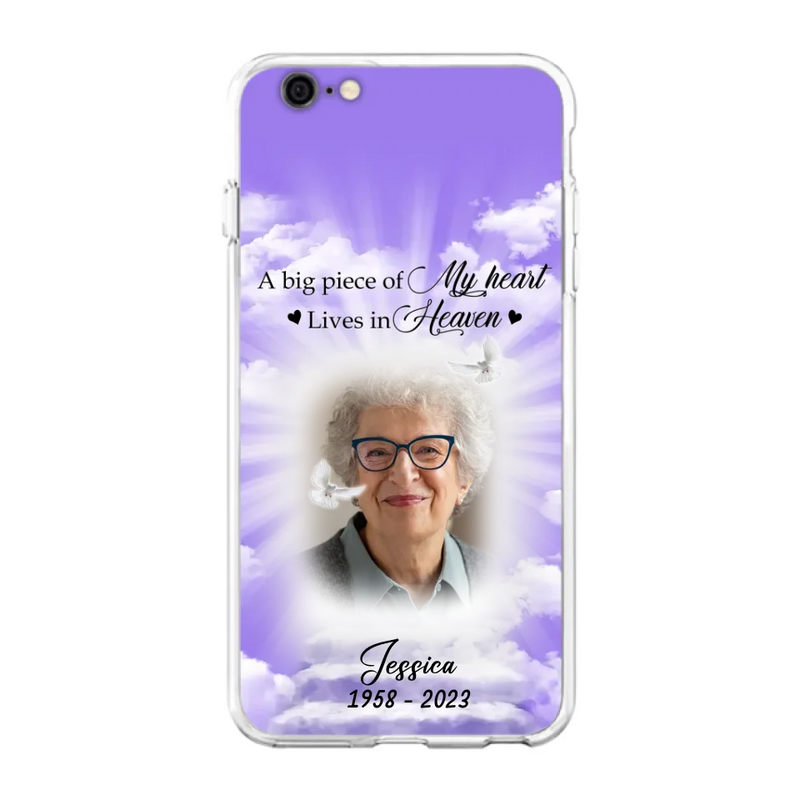 Personalized Memorial Photo Phone Case - Memorial Gift Idea For Mother's Day/Father's Day - A Big Piece Of My Heart Lives In Heaven - Case For iPhone/Samsung