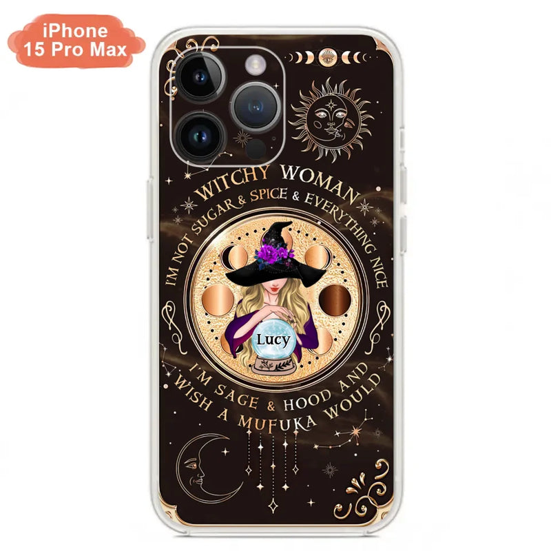 Personalized Witchy Woman Phone Case - Gift Idea For Witch/Friends/Birthday/Halloween Day - I'm Not Sugar & Spice & Everything Nice - Case For iPhone/Samsung