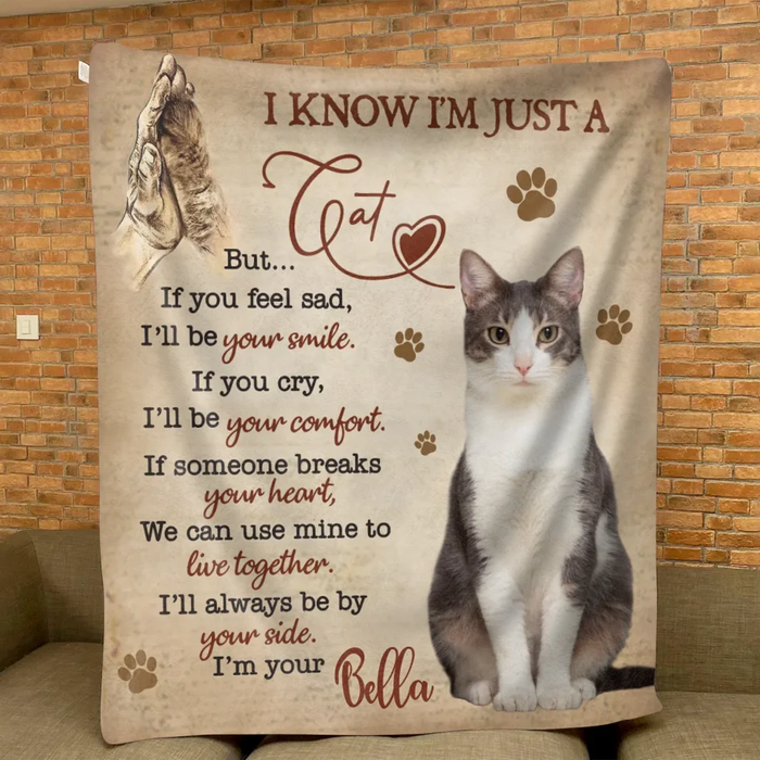 Custom Personalized Cat Quilt/ Fleece Throw Blanket - Upload Photo - Gift Idea For Cat Lover - I'lI Always Be By Your Side