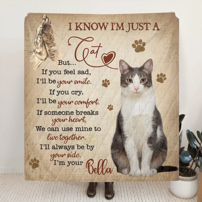 Custom Personalized Cat Quilt/ Fleece Throw Blanket - Upload Photo - Gift Idea For Cat Lover - I'lI Always Be By Your Side