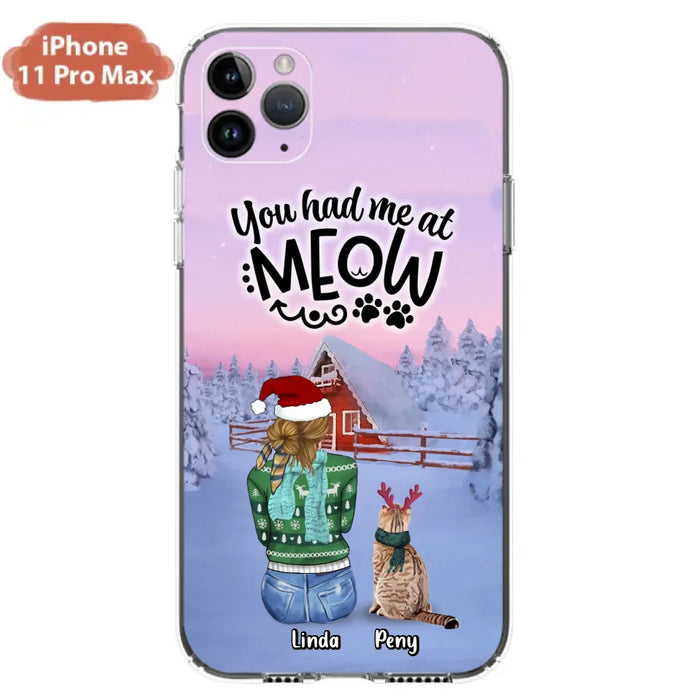 Custom Personalized Christmas Cat Mom Phone Case - Upto 5 Cats - Christmas Gift Idea For Cat Lover - You Had Me At Meow - Case For iPhone And Samsung