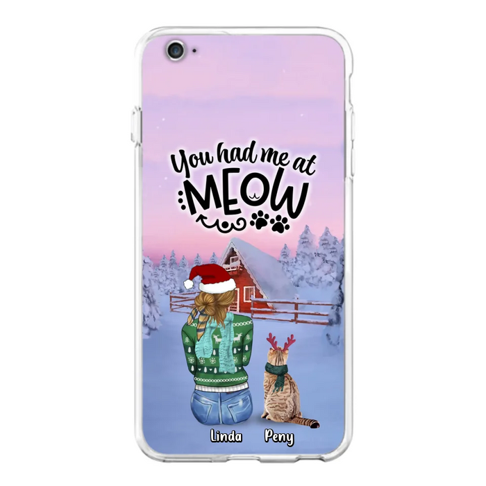 Custom Personalized Christmas Cat Mom Phone Case - Upto 5 Cats - Christmas Gift Idea For Cat Lover - You Had Me At Meow - Case For iPhone And Samsung