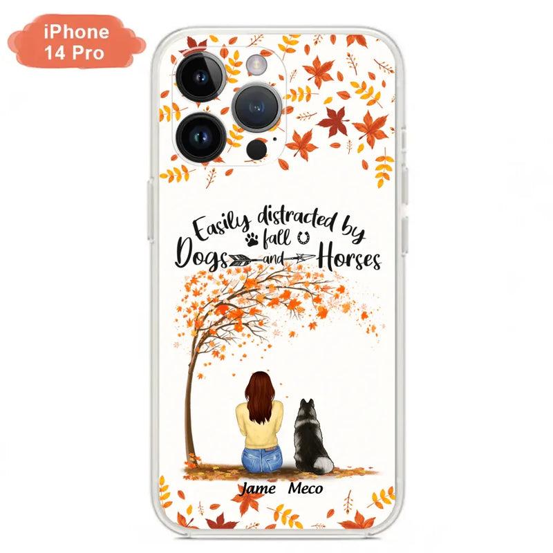 Custom Personalized Horse Dog Mom In Autumn Phone Case - Upto 3 Horses/ Dogs  - Case For iPhone And Samsung