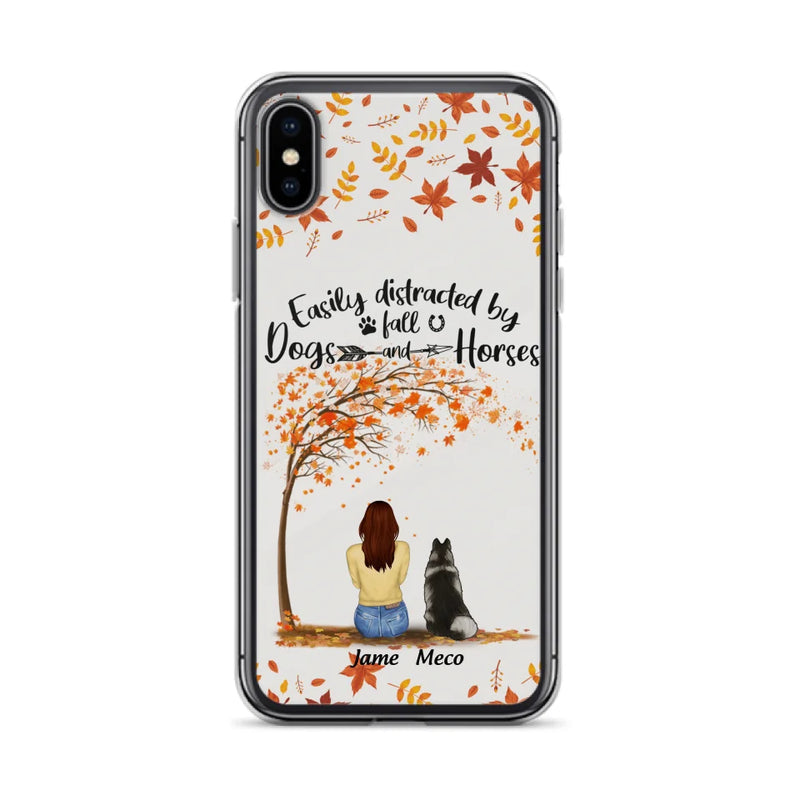 Custom Personalized Horse Dog Mom In Autumn Phone Case - Upto 3 Horses/ Dogs  - Case For iPhone And Samsung