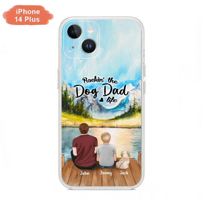 Custom Personalized Dog Mom/Dog Dad Phone Case - Single Mom/Single Dad with 1 Kid and 2 Pets - iPhone and Samsung Cases