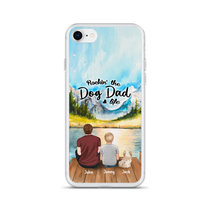 Custom Personalized Dog Mom/Dog Dad Phone Case - Single Mom/Single Dad with 1 Kid and 2 Pets - iPhone and Samsung Cases