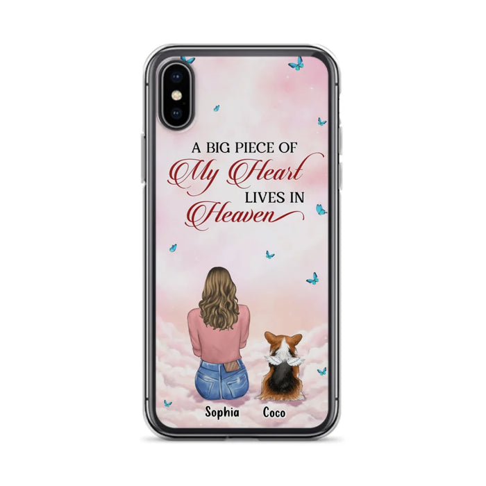 Custom Personalized Memorial Pet Phone Case - Upto 4 Pets - Memorial Gift Idea For Dog/Cat Lover -   A Big Piece Of My Heart Lives In Heaven - Case For iPhone And Samsung