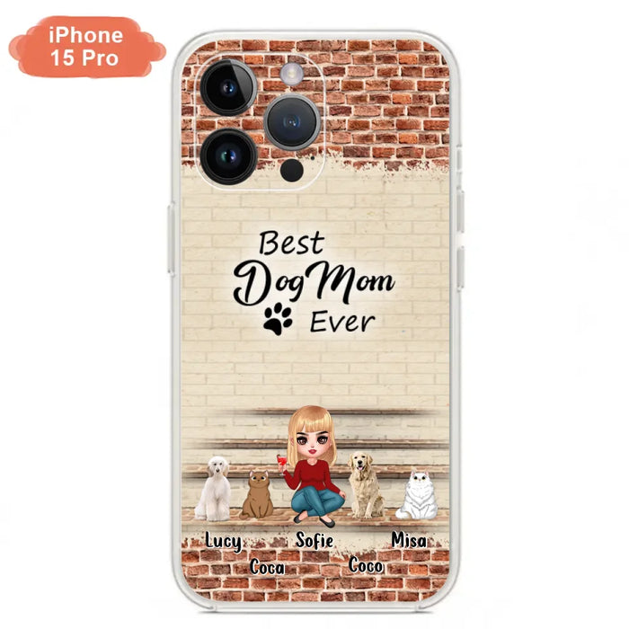 Custom Personalized Dog/Cat Mom Phone Case - Gift Idea For Dog/Cat Lovers/Mother's Day - Upto 3 Dogs/Cats - Best Dog Mom Ever - Cases For iPhone/Samsung