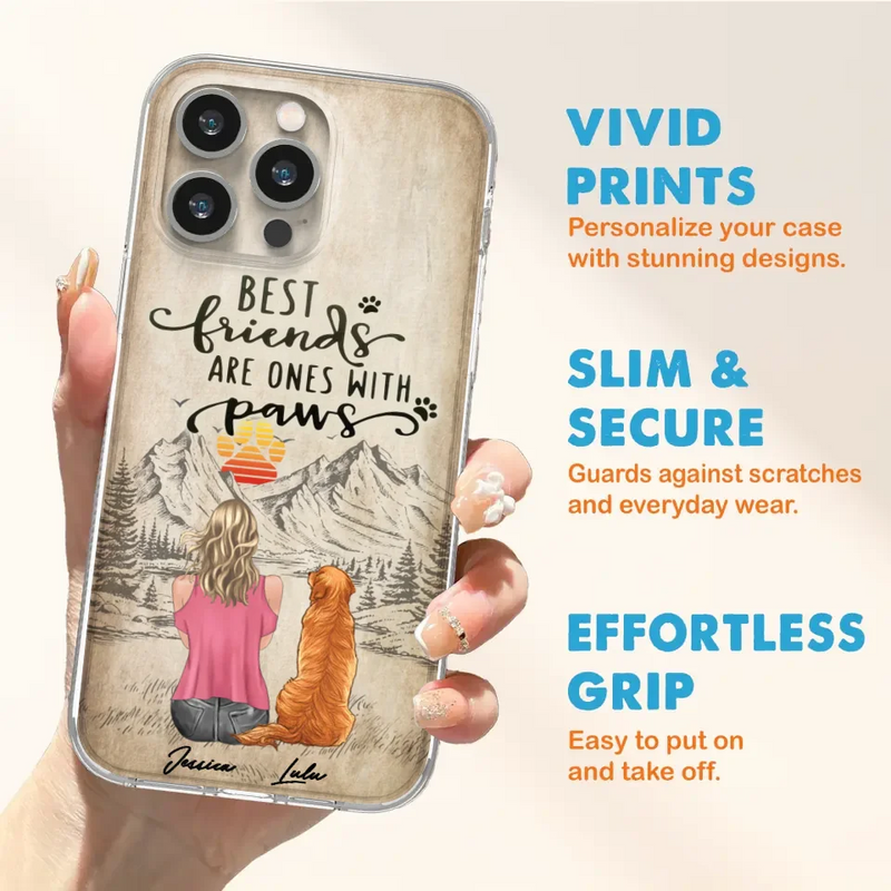 Custom Personalized Dog Mom Phone Case - Upto 5 Dogs - Gift Idea For Mother's Day/Dog Lovers - Best Friends Are Ones With Paws - Case For iPhone And Samsung