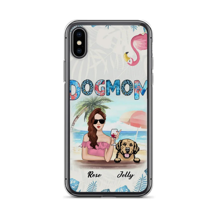 Custom Personalized Dog Mom Summer Patterned Phone Case - Upto 4 Dogs - Gift Idea For Dog Mom - Case For iPhone And Samsung