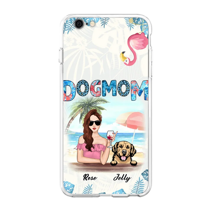 Custom Personalized Dog Mom Summer Patterned Phone Case - Upto 4 Dogs - Gift Idea For Dog Mom - Case For iPhone And Samsung