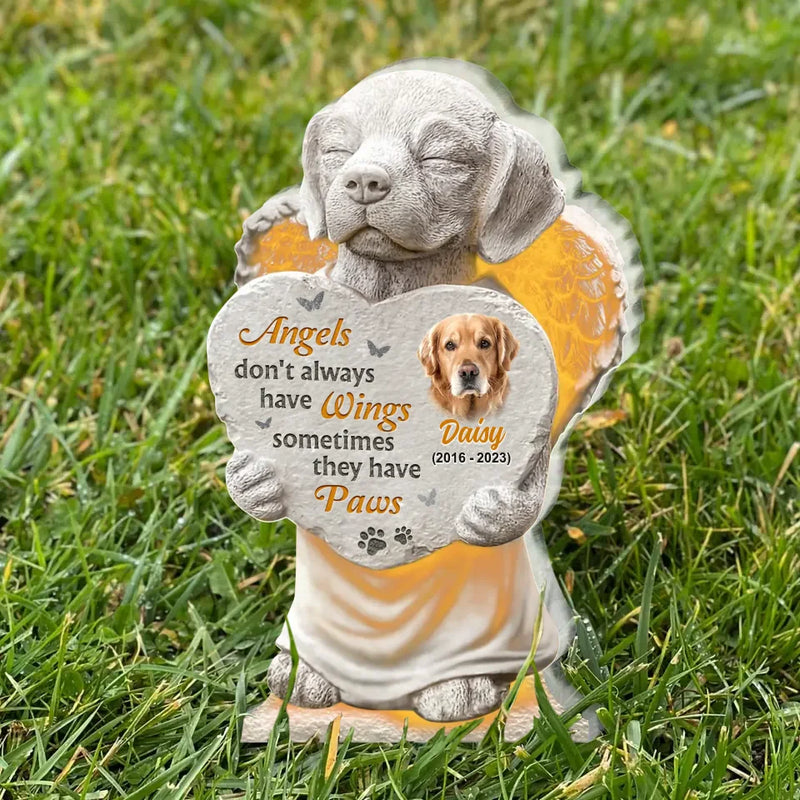Personalized Memorial Dog Acrylic Plaque - Upload Photo - Memorial Gift Idea For Dog Lover - Angels Don't Always Have Wings Sometimes They Have Paws