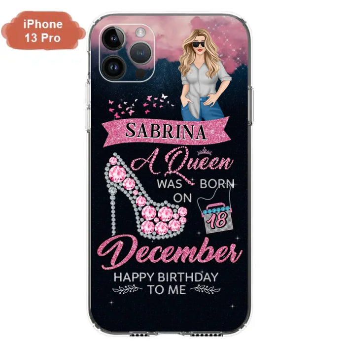 Custom Personalized Birthday Queen Phone Case - Gift Idea For Friends/Birthday - A Queen Was Born - Case for iPhone/Samsung