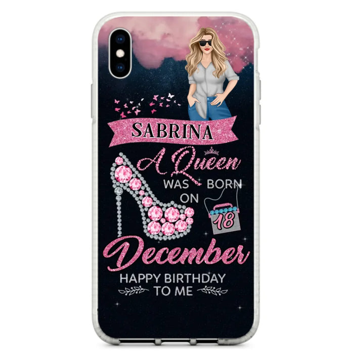 Custom Personalized Birthday Queen Phone Case - Gift Idea For Friends/Birthday - A Queen Was Born - Case for iPhone/Samsung