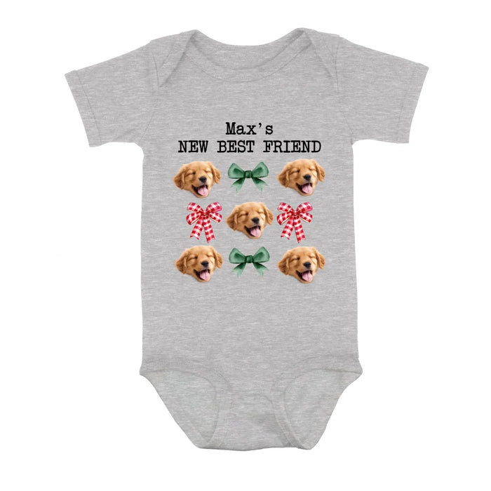 Custom Personalized Coquettee Baby Onesie - Gift Idea For Christmas/ Dog Lover - Upload Dog's Face - New Best Friend