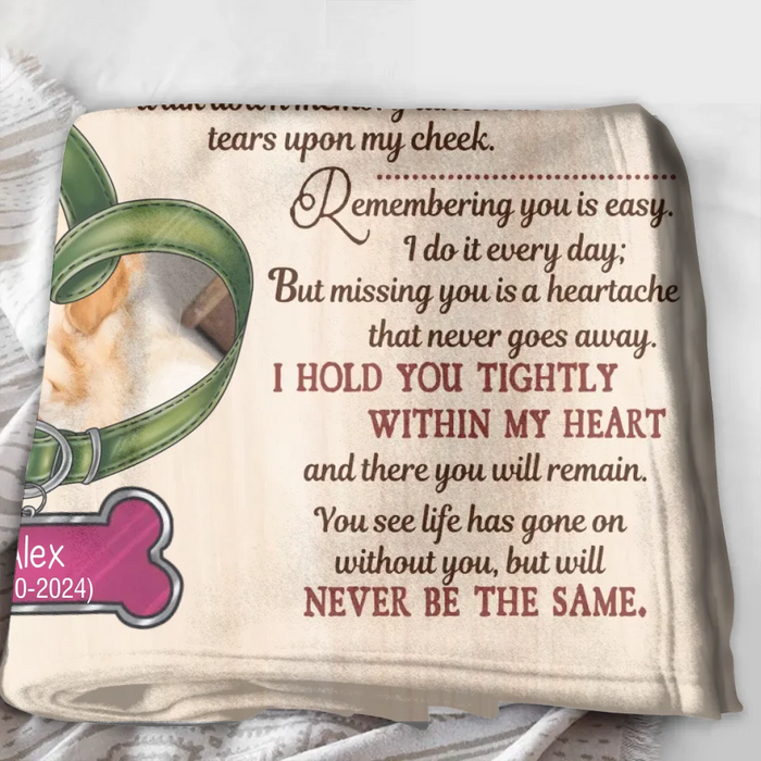 Custom Personalized Memorial Pet Collar Fleece Throw/Quilt Blanket - Upload Photo - Memorial Gift Idea For Dog/Cat/Pet Lover - The Moment That You Left Me