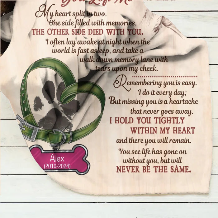 Personalized Memorial Pet Pawprint Fleece Throw/Quilt Blanket - Memorial Gift Idea For Dog/Cat/Pet Lover - The Moment That You Left Me