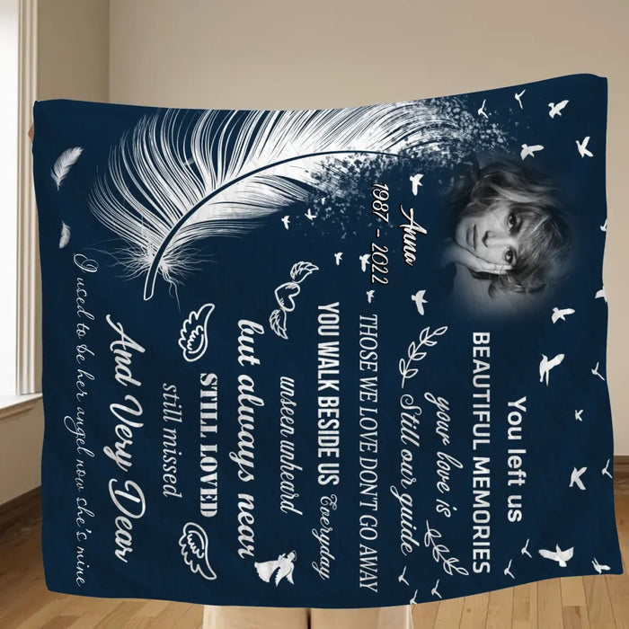 Custom Personalized Memorial Quilt/ Single Layer Fleece Blanket - Upload Photo - Memorial Gift Idea