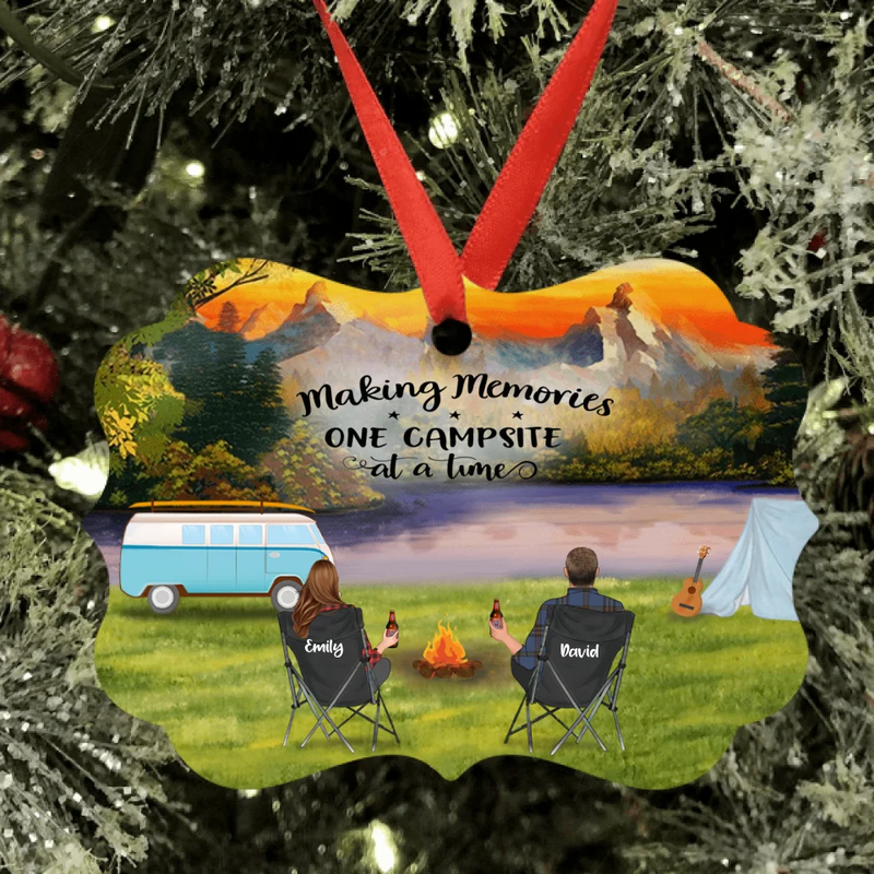 Personalized Camping Ornament- Couple/Parents With Up to 6 Kids, 6 Pets - Making Memories One Campsite At A Time - Full Option - Q3VZTZ