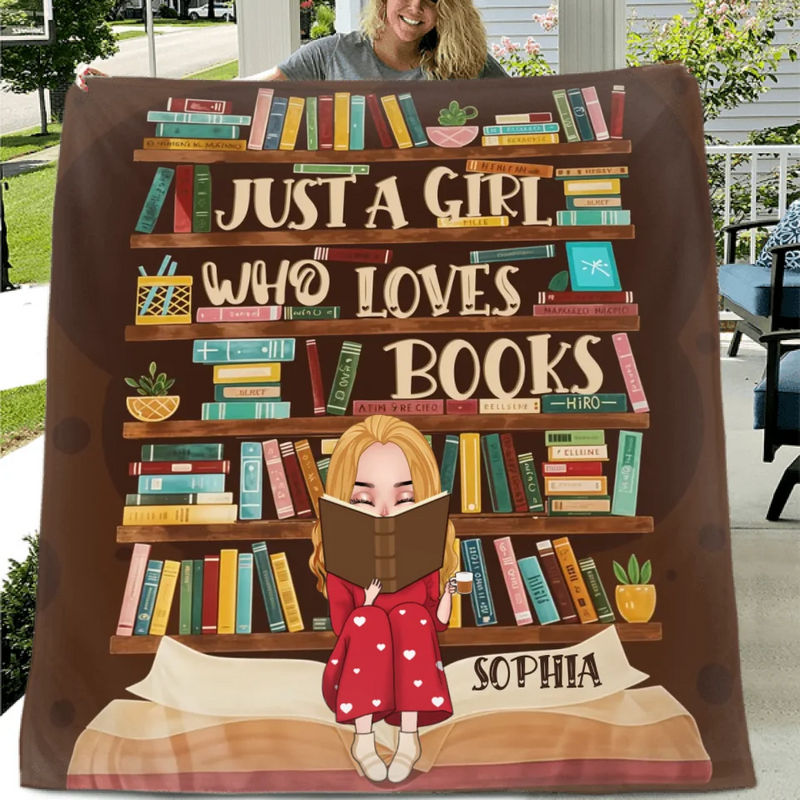 Personalized Reading Girl Quilt/Fleece Throw Blanket - Gift Idea For  Book Lover - Reading Is My Happy Place