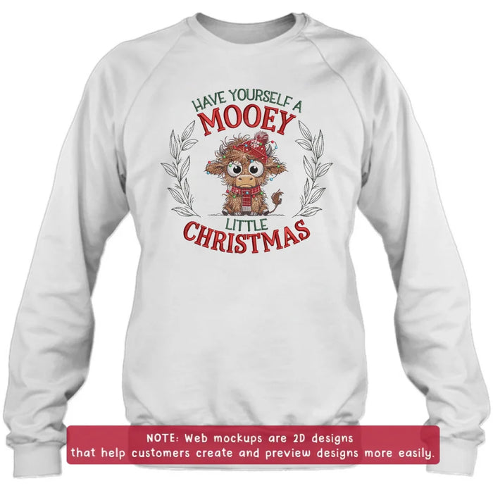 Custom Personalized Cow Embroidered Sweatshirt - Gift Idea For Christmas - Have Yourself A Mooey Little Christmas