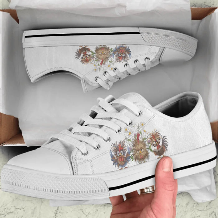 Custom Personalized Chicken Flower Sneakers - Gift Idea For Chicken Lover