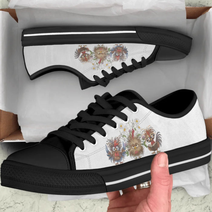 Custom Personalized Chicken Flower Sneakers - Gift Idea For Chicken Lover