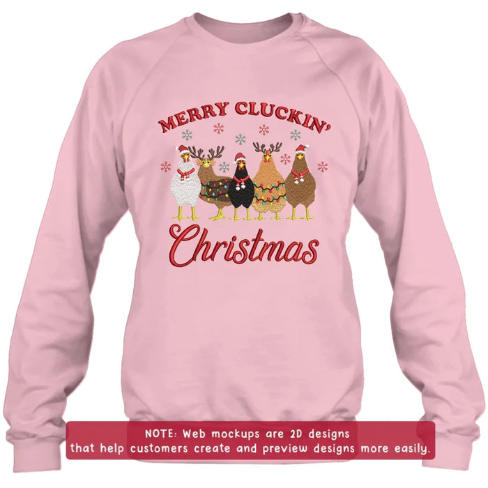 Custom Personalized Cluckin' Christmas Chicken Embroidered Sweatshirt - Gift Idea For Chicken Lover