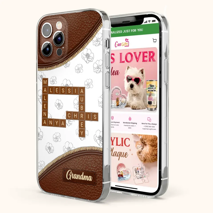 Custom Personalized Grandma Crossword iPhone/ Samsung Case - Gift Idea For Christmas/ Grandma